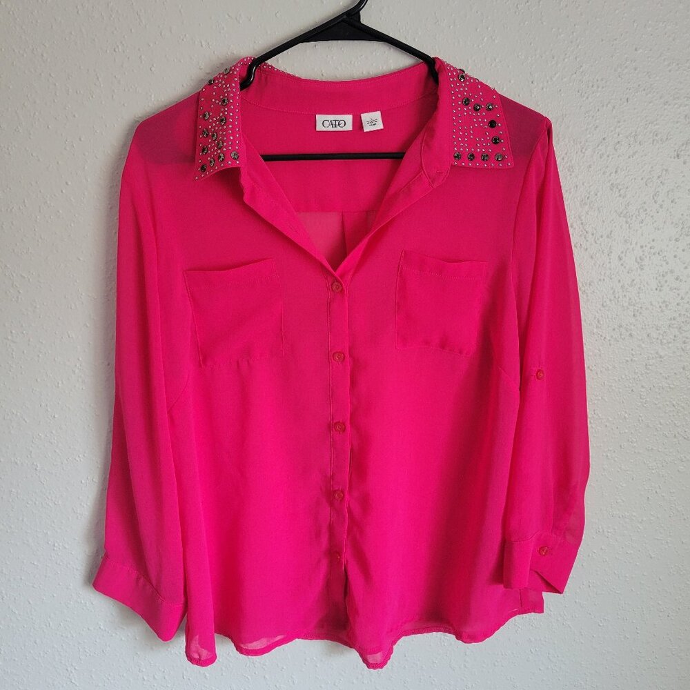 Cato Female Polyester Button Down Shirt
